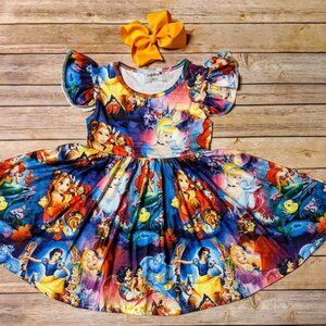 Boutique Disney Princess Dress with Flutter Sleeves 4T